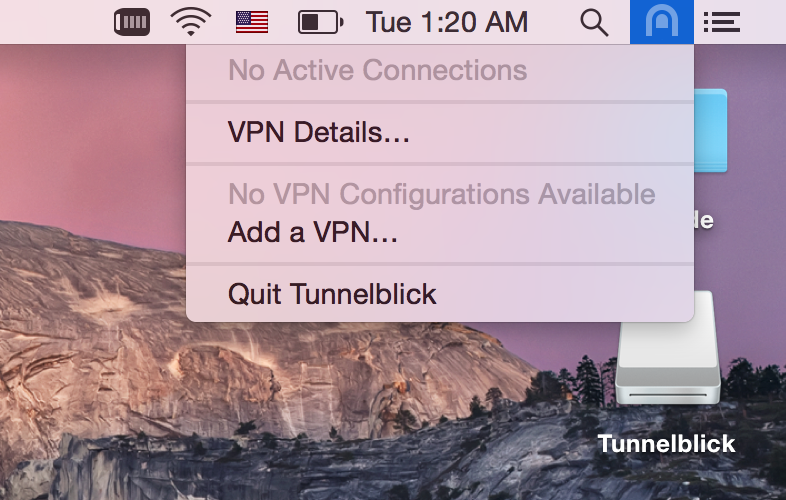 پنل Tunnelblick بدون کانفیگ